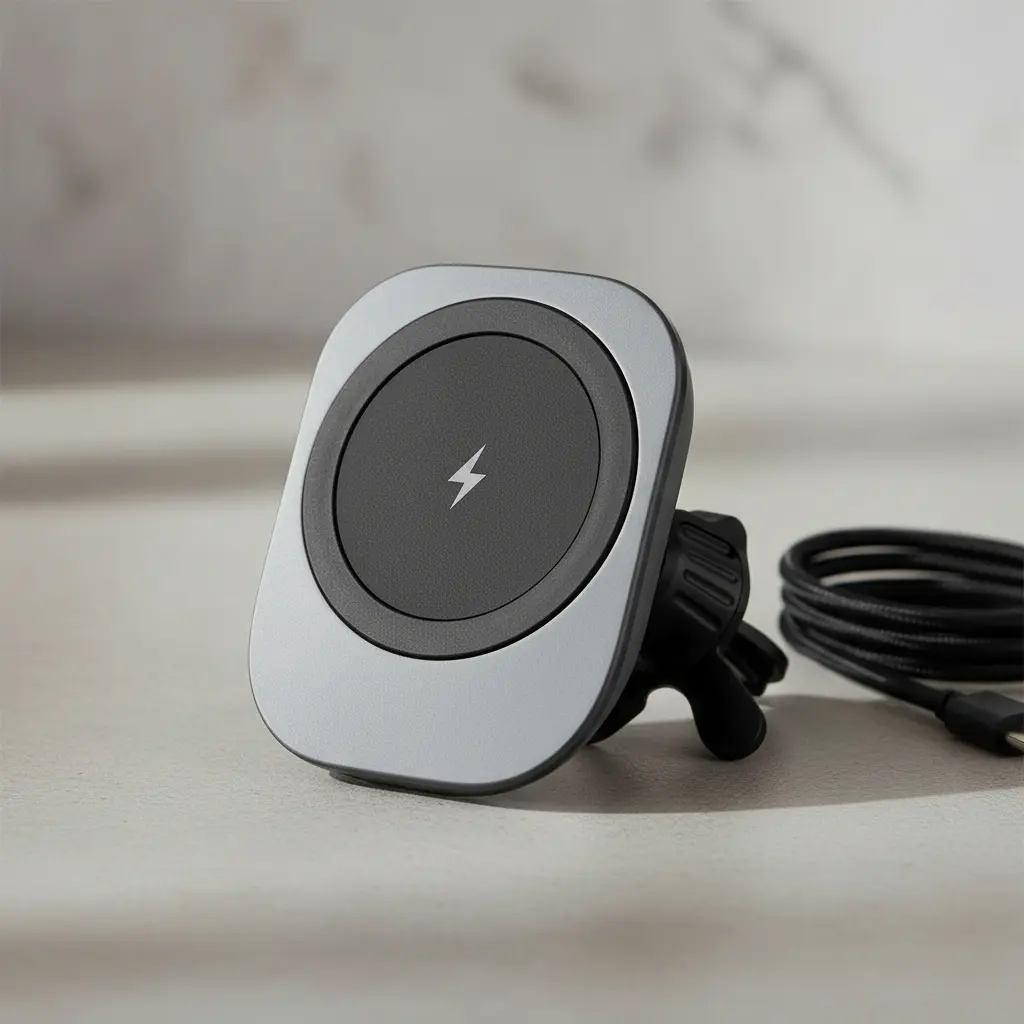 Soporte Cargador Magnético Para Celular En Auto Rejilla 360 Negro