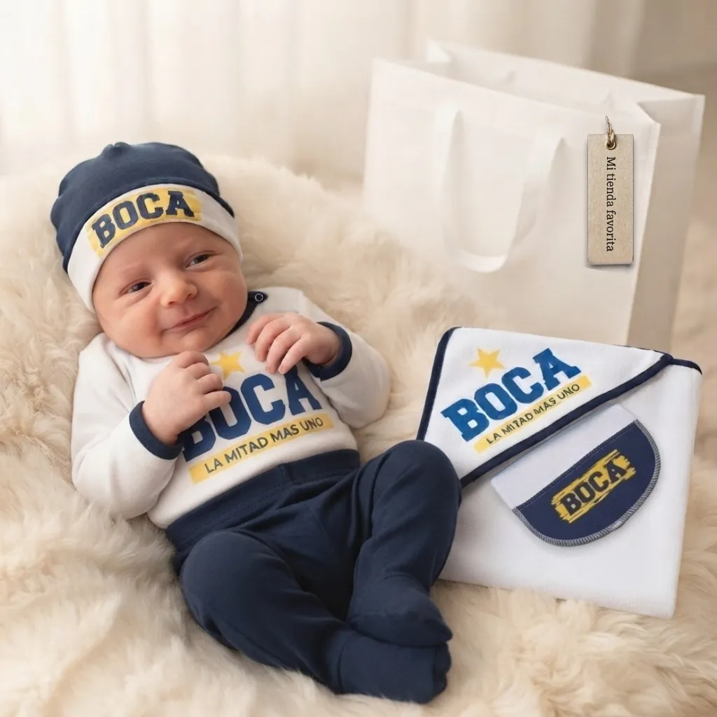Ajuar Bebe 5 Piezas Boca Junior Futbol + Bolsa De Regalo NOVEDAD Agregar a favoritos OFERTA IMPERDIBLE